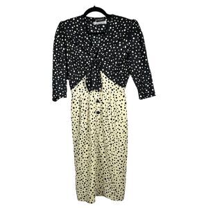 Givenchy Nouvelle Boutique Polka Dot Midi Dress Black Cream Approx Size Small